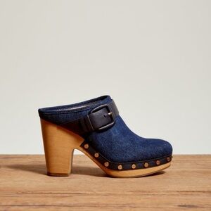 Veronica Beard | Women's Boho Retro Hippie 70s Dacey Denim Buckle Clogs Size 9